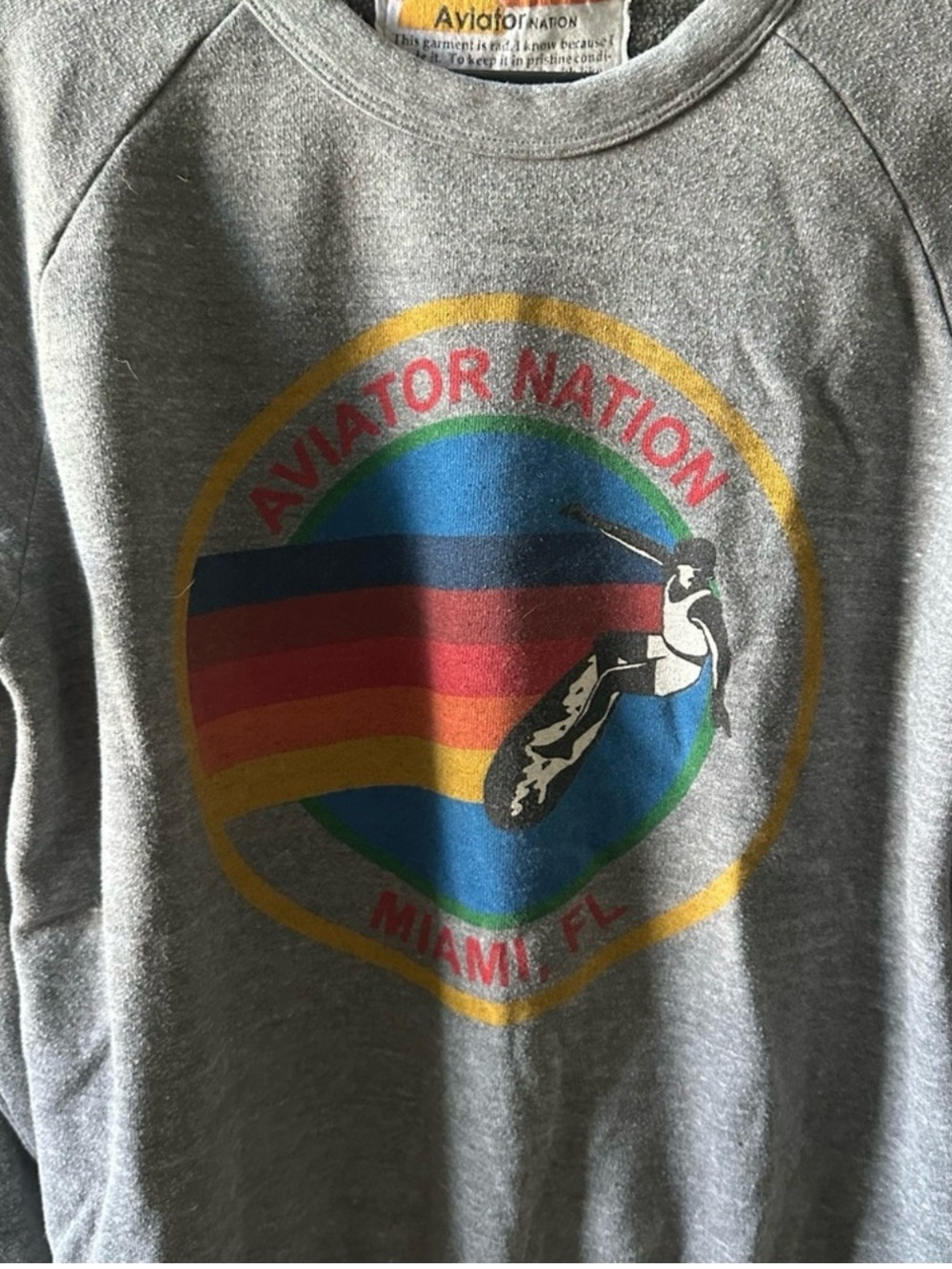 Aviator Nation Gray Crewneck with Multicolor